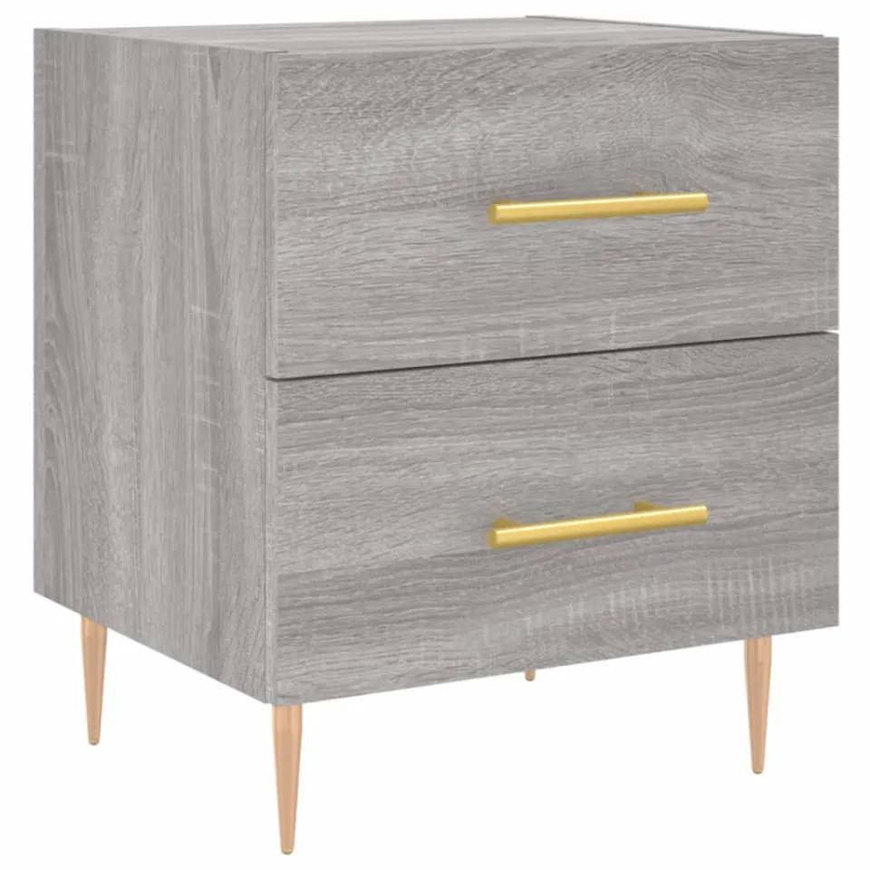 vidaXL Nachtkastjes 2 st 40x35x47,5 cm bewerkt hout grijs sonoma eiken, foto 3
