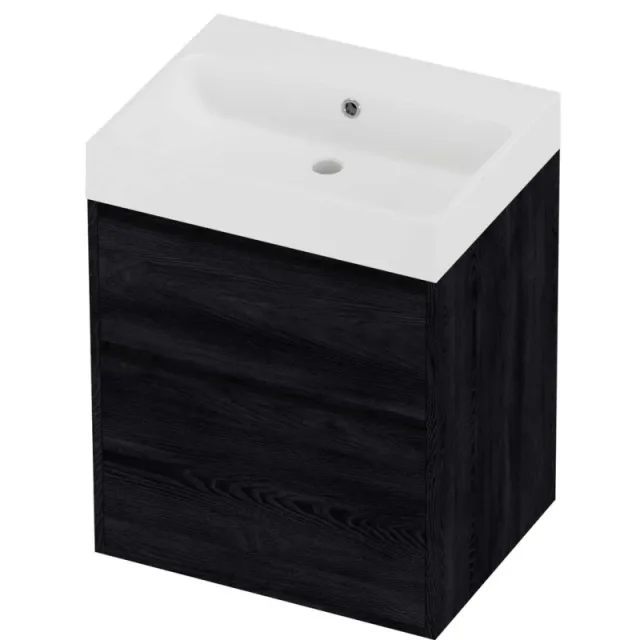 Proline Podium Badmeubelset Polystone Loft 60x46x75 cm Mat White Black Oak Eiken