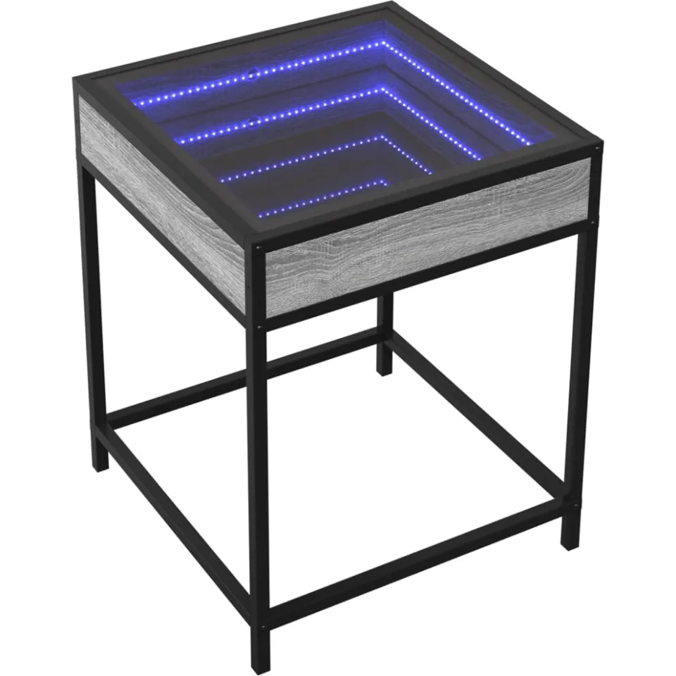 vidaXL Salontafel met Infinity LED 40x40x51 cm grijs sonoma eikenkleur