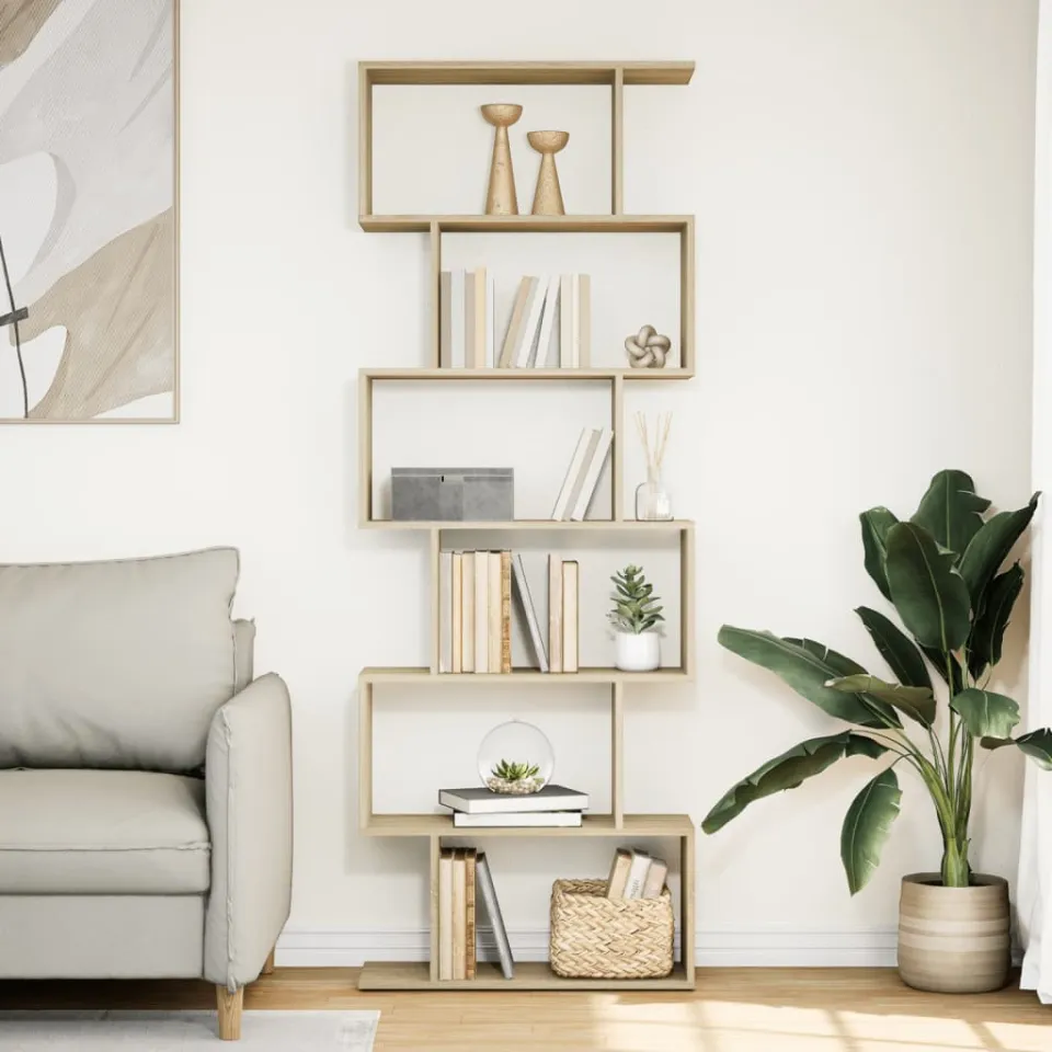 vidaXL Kamerscherm / boekenkast 6-laags 70x24x193 cm hout sonoma eiken, foto 2