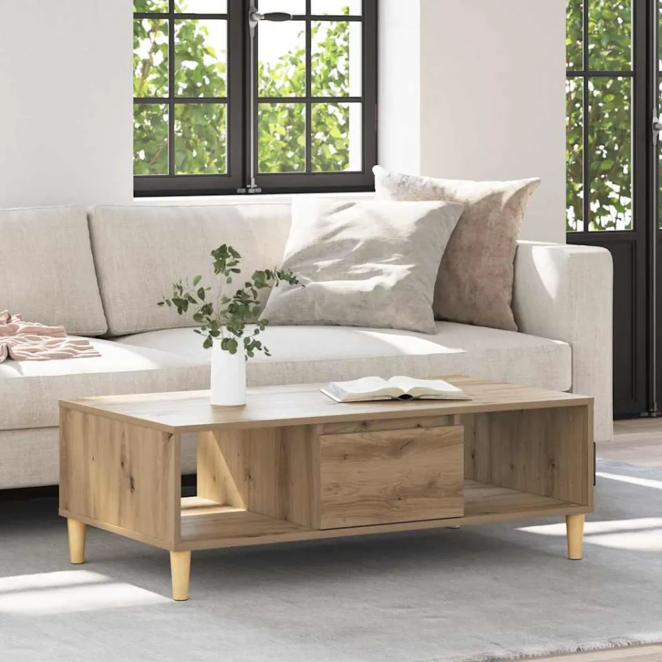 vidaXL Salontafel Artisan Eiken 102 x 55 x 35 cm Bewerkt hout, foto 3