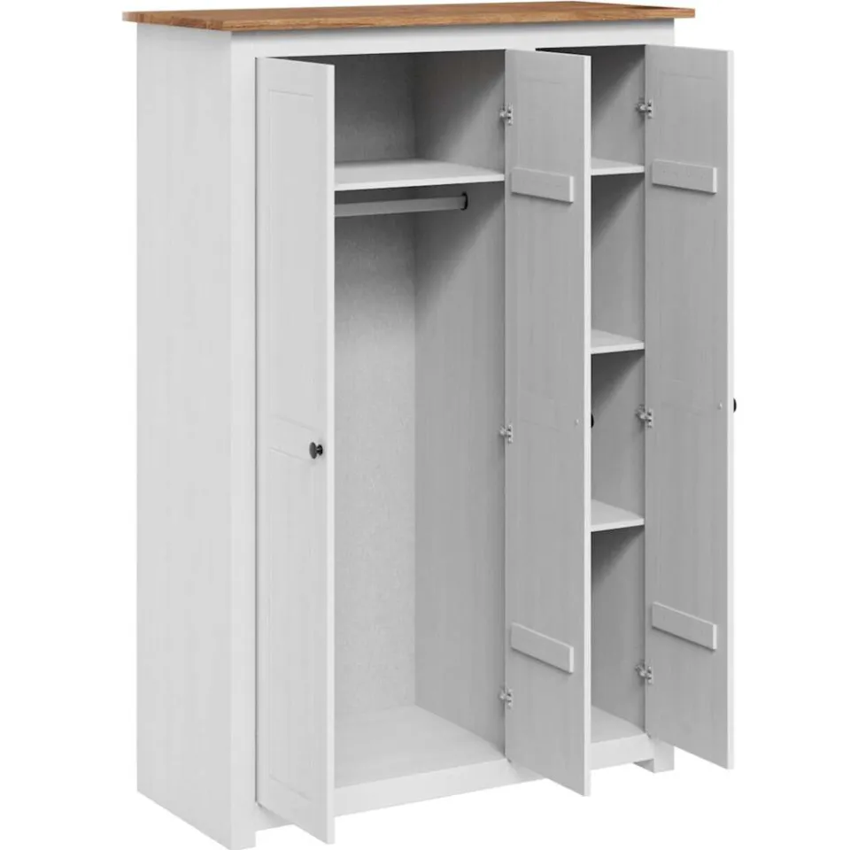 vidaXL Kledingkast Panama Range 118x50x171,5 cm grenenhout wit