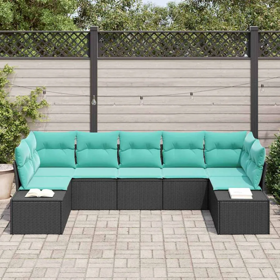 vidaXL Tuin Sofa Set 7 st Zwart poly rattan, foto 3
