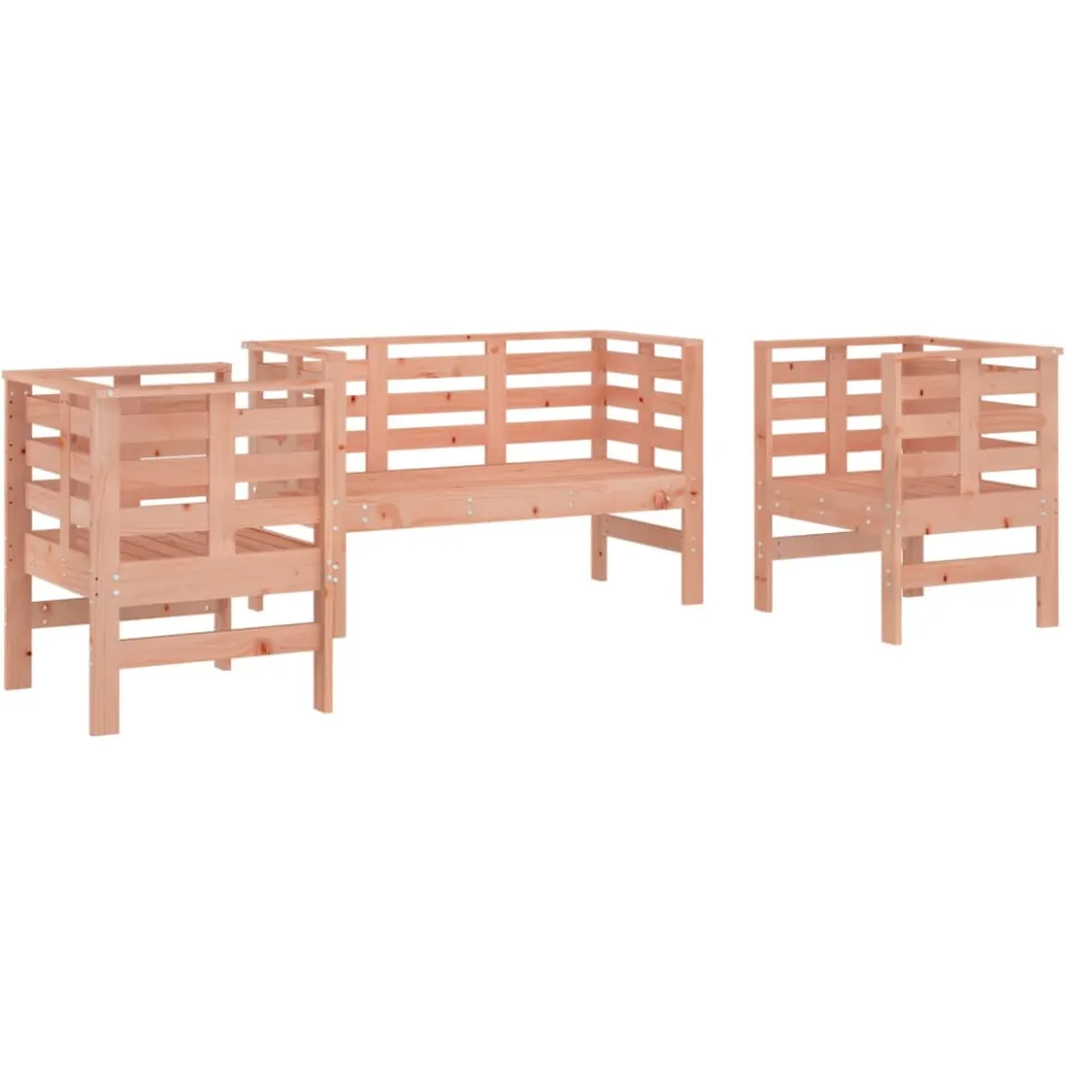vidaXL 3-delige Loungeset massief douglashout bruin