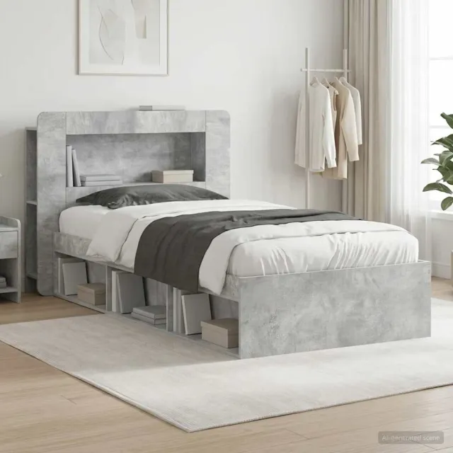 vidaXL Bedframe met opslag Betongrijs 75 x 190 cm Bewerkt hout