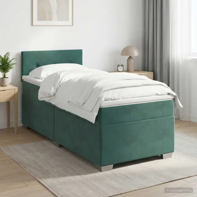 vidaXL Boxspringbed met matras Donkergroen 90 x 200 cm Fluweel