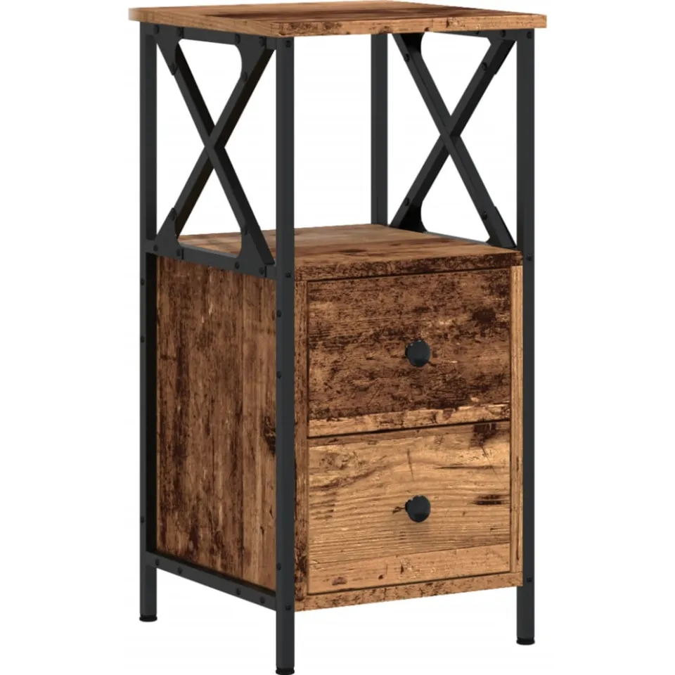 vidaXL Nachtkastje 34x35,5x70 cm bewerkt hout oud houtkleurig bruin, foto 3