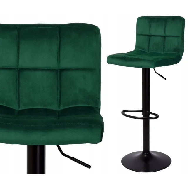 eHokery Verstelbare Barstoel Hoker Velvet Groen Draaibaar Loft Design
