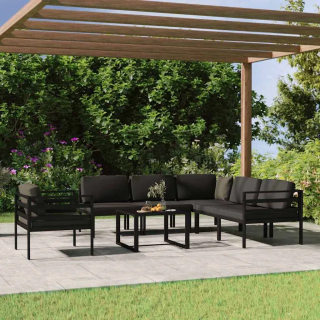 vidaXL 7-delige Loungeset met kussens aluminium antracietkleurig, foto 2