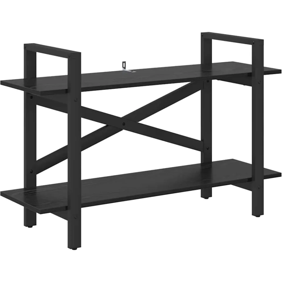 vidaXL Boekenkast 2-laags 100 x 33,5 x 64 cm Bewerkt hout Zwart Eiken, foto 3