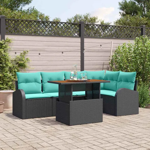 vidaXL Tuin Sofa Set 6 st Zwart Poly riet, foto 2