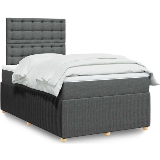 vidaXL Boxspring met matras stof donkergrijs 120x190 cm grijs