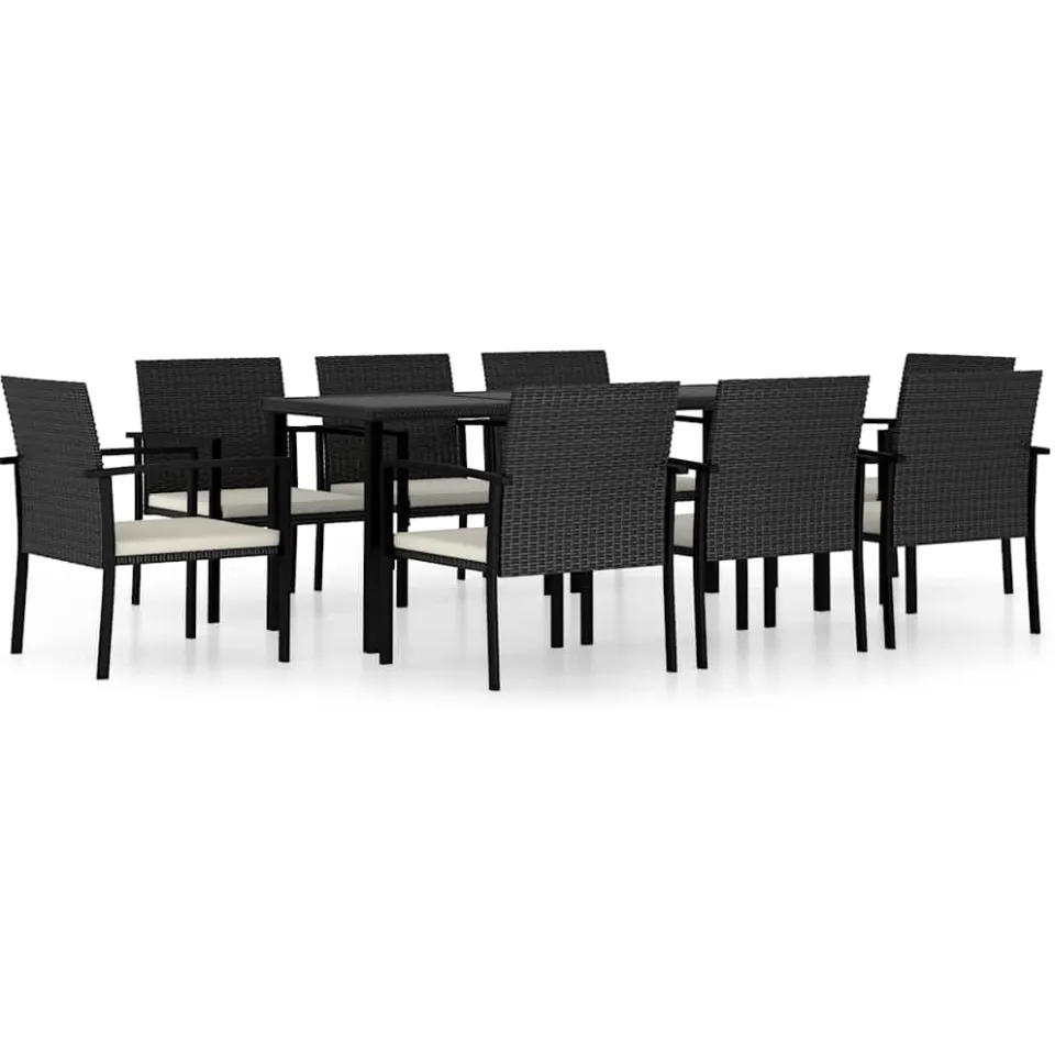 vidaXL 9-delige Tuinset poly rattan zwart, foto 3