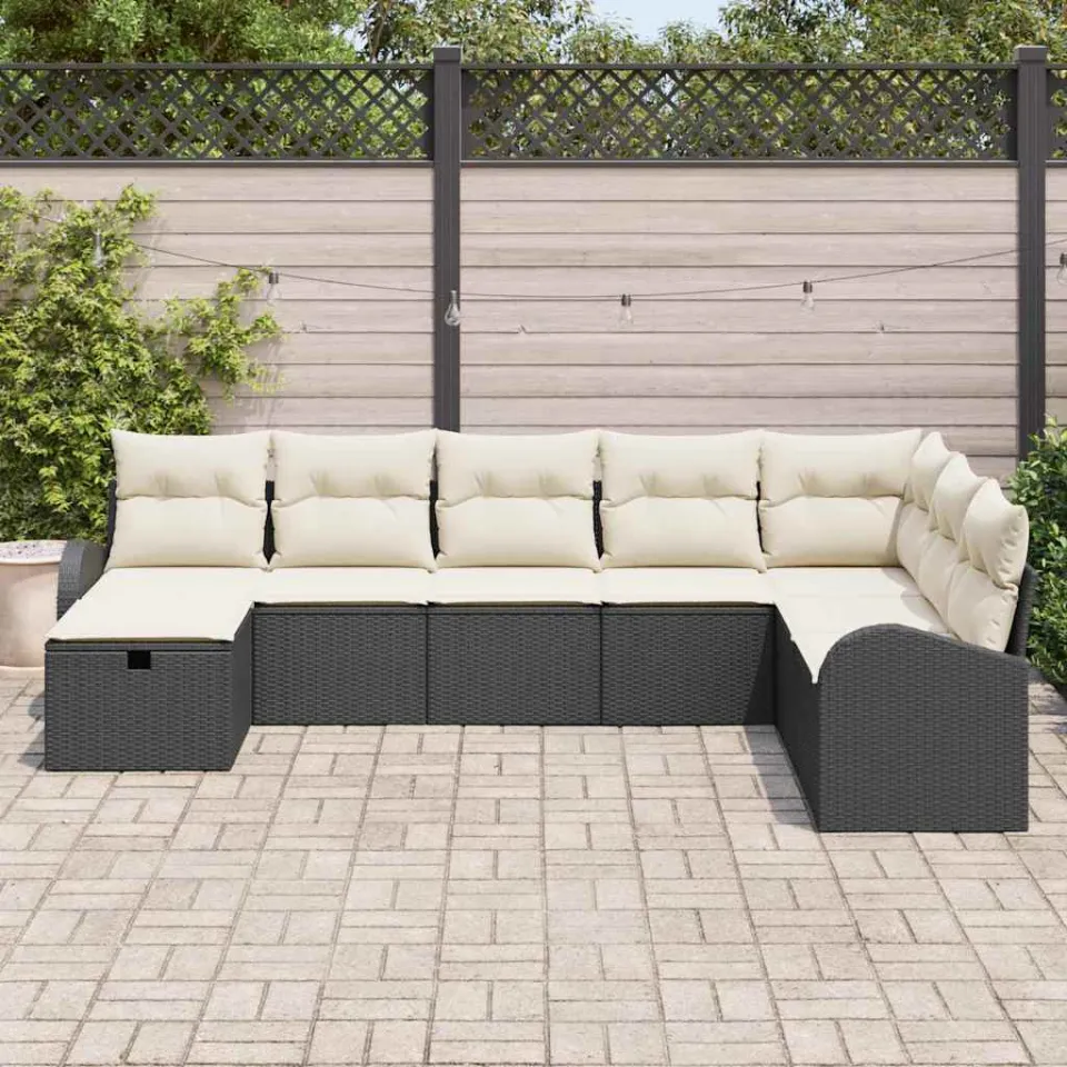 vidaXL Tuin Sofa Set 8 st Zwart poly rattan, foto 3