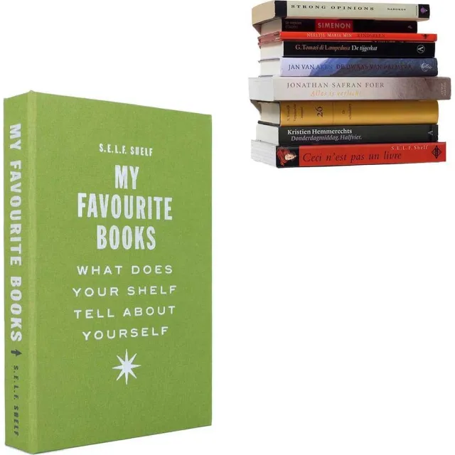 Cleverline Selfshelf - Zwevende boekenplank - Linnen - Groen - My favourite books - L 22,5 x B 15,5 x H 3,5 cm