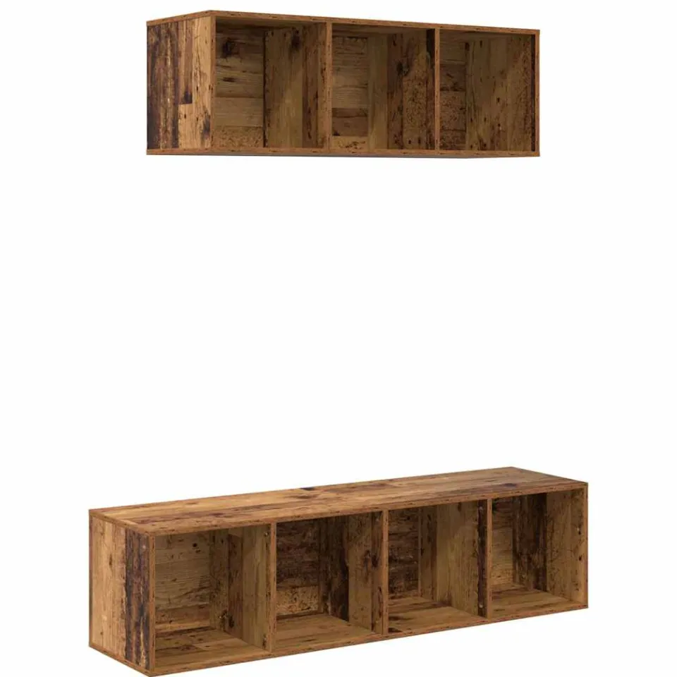vidaXL Tv-meubelset 2 st Oud Hout Bewerkt hout bruin, foto 3