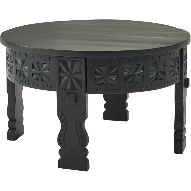 Cosmo Casa Salontafel - Massief mangohout - Zwart - 60 x 60 x 36 cm
