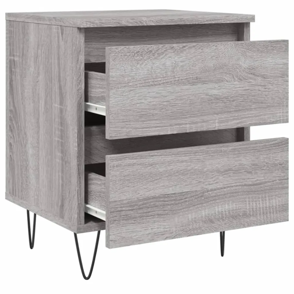 vidaXL Nachtkastjes 2 st 40x35x50 cm bewerkt hout grijs sonoma eiken, foto 4