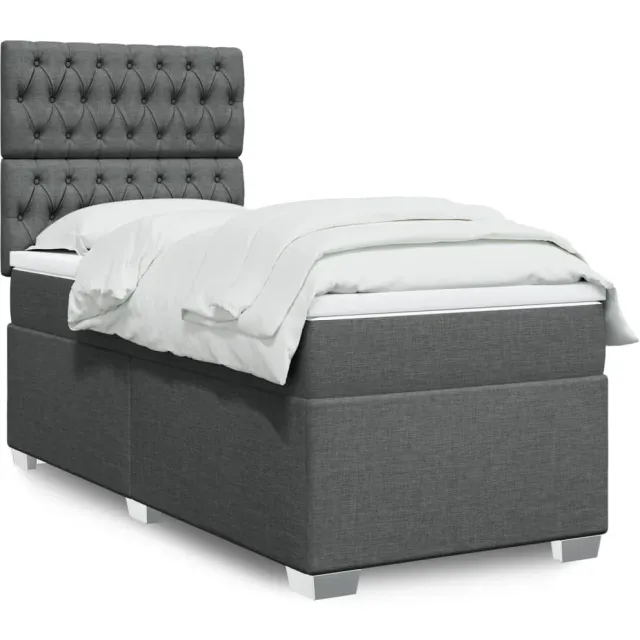 vidaXL Boxspring met matras stof donkergrijs 90x190 cm grijs