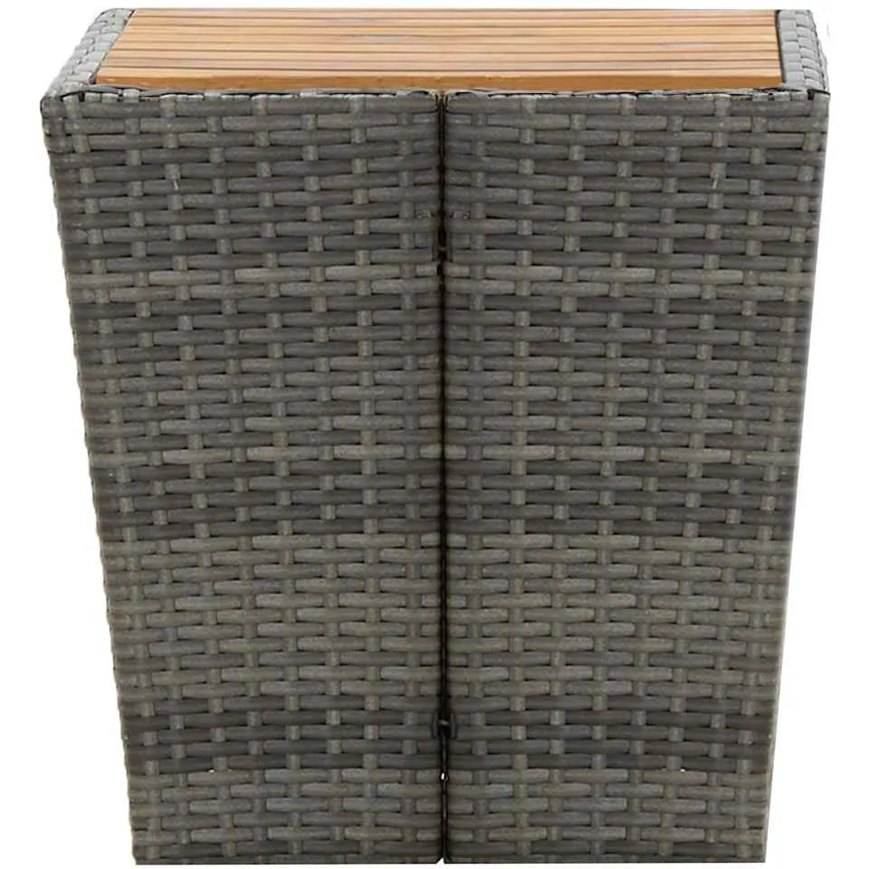 vidaXL Theetafel 41,5x41,5x43 cm poly rattan massief acaciahout grijs, foto 3