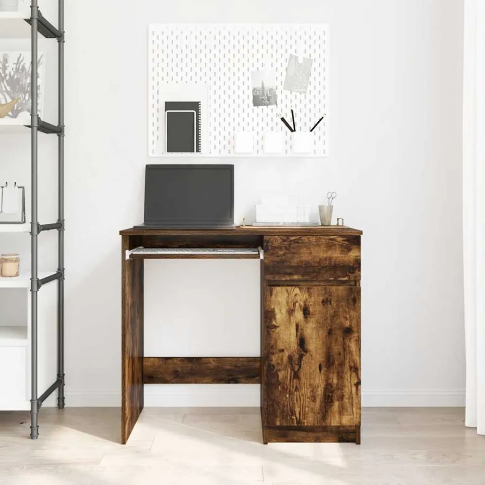 vidaXL Bureau 86x49x76 cm spaanplaat gerookt eikenkleurig, foto 3