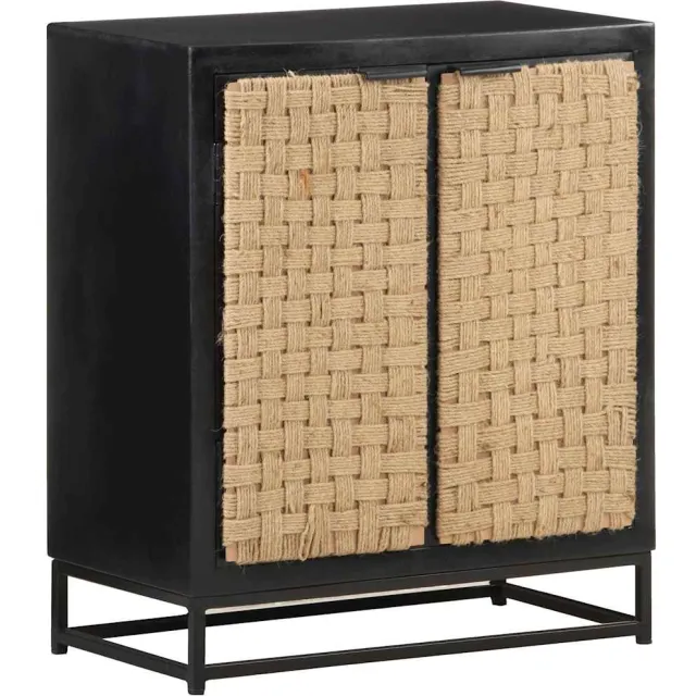 vidaXL Dressoir 60x35x70 cm massief mangohout Zwart