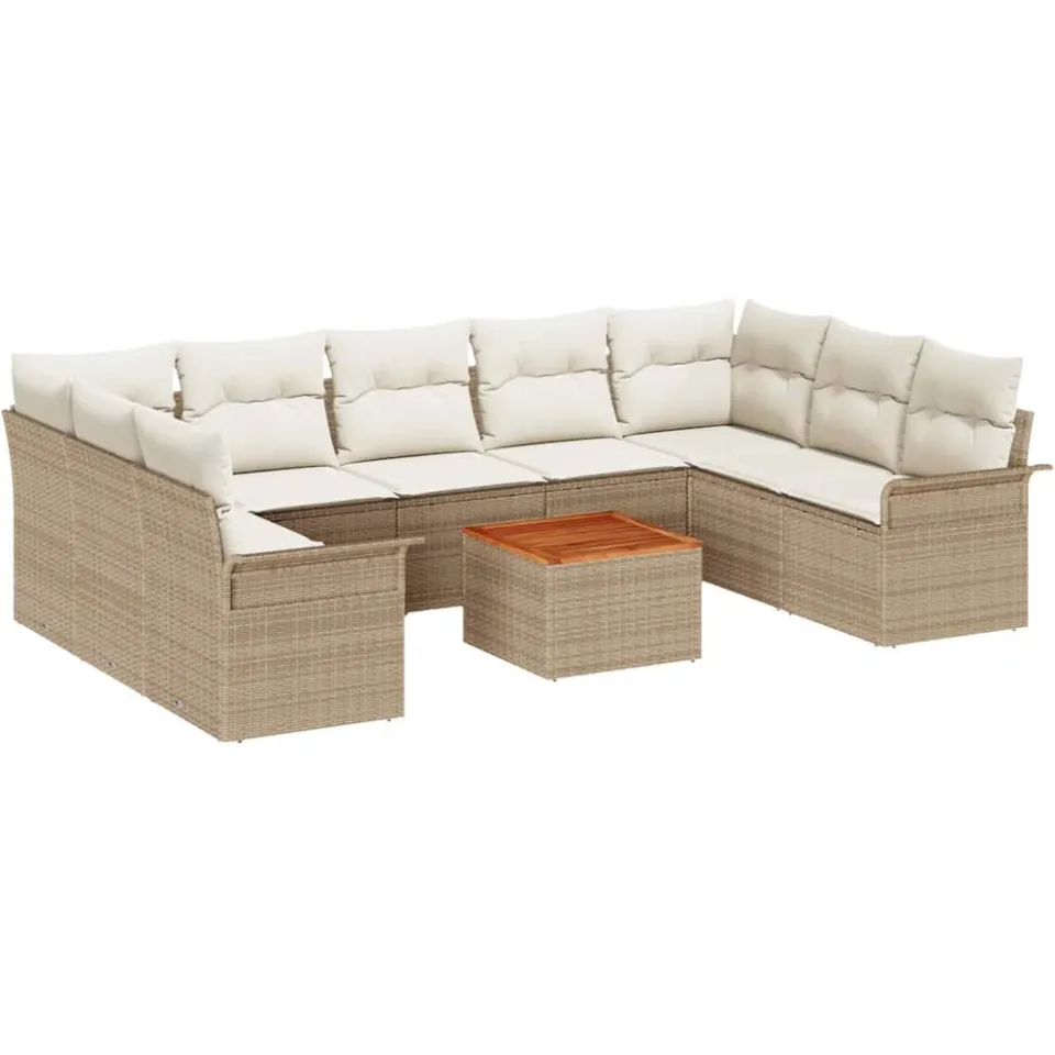 vidaXL Tuinbankenset 10 st Beige poly rattan
