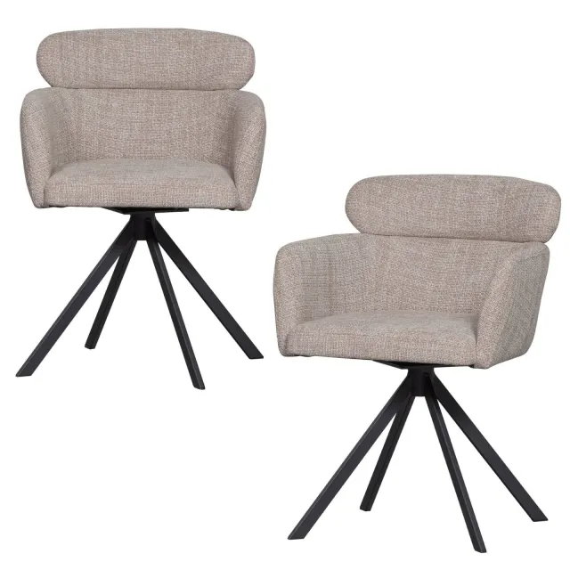 WOOOD Fenne draaibare eetkamerstoel beige natural