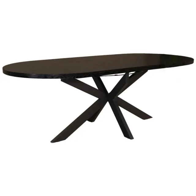 Lizzely Garden & Living Uitschuifbare eettafel ovaal 180-240cm Liam zwart MDF eetkamer tafel