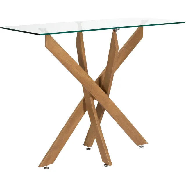 MISOU Sidetable - Wandtafel - Haltafel - Glas - Metaal - Bruin - HERITAGE