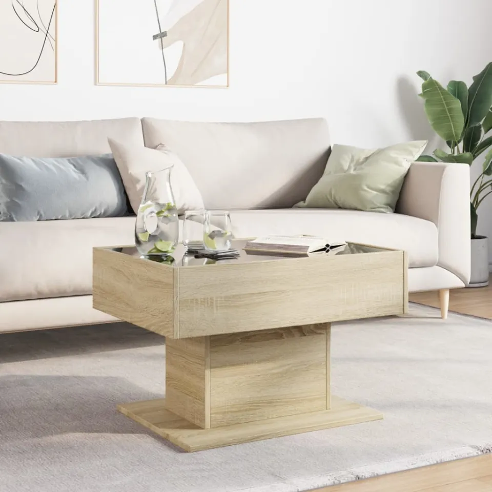 vidaXL Salontafel met LED 70x50x45 cm bewerkt hout sonoma eikenkleurig, foto 4