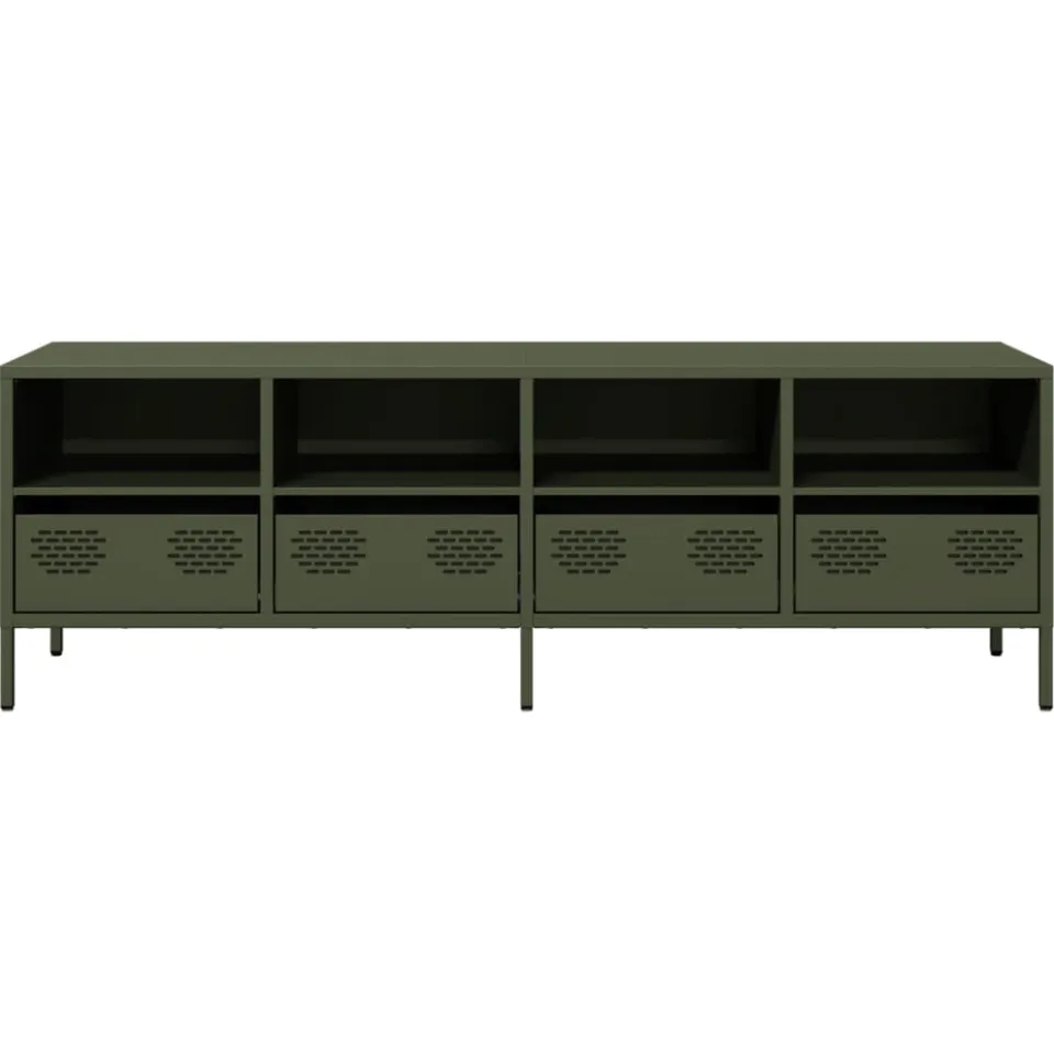 vidaXL Tv-meubel 135x39x43,5 cm koudgewalst staal olijfgroen, foto 4