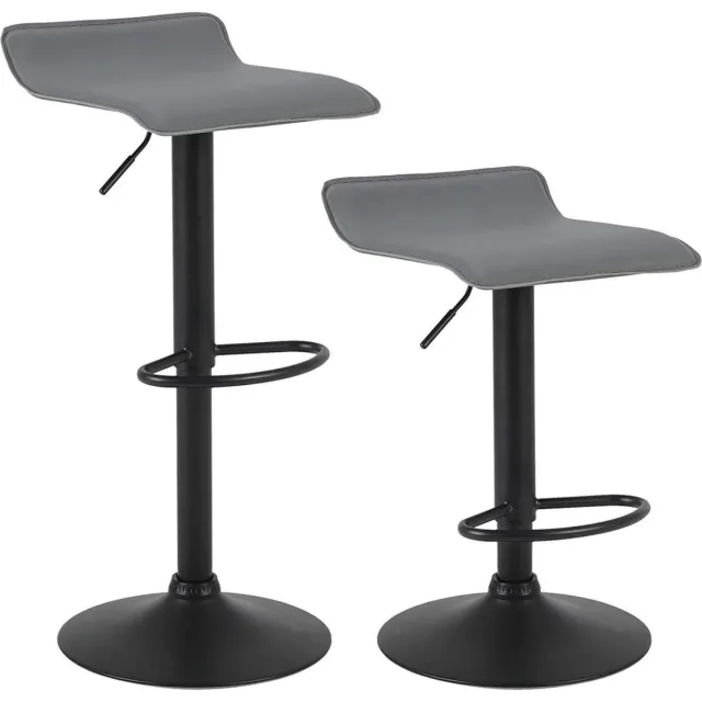 Happyment Barkrukken Wavey Grijs - Zithoogte 71cm - Set van 2 - Keuken - Barstoelen - Zonder rugleuning - Verstelbaar in hoogte - Zithoogte 56-78cm