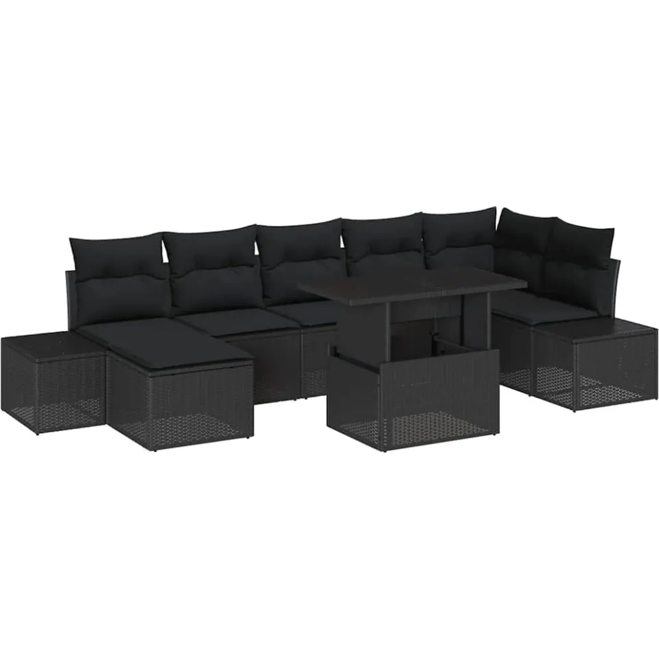 vidaXL Tuin Sofa Set 8 st Zwart poly rattan
