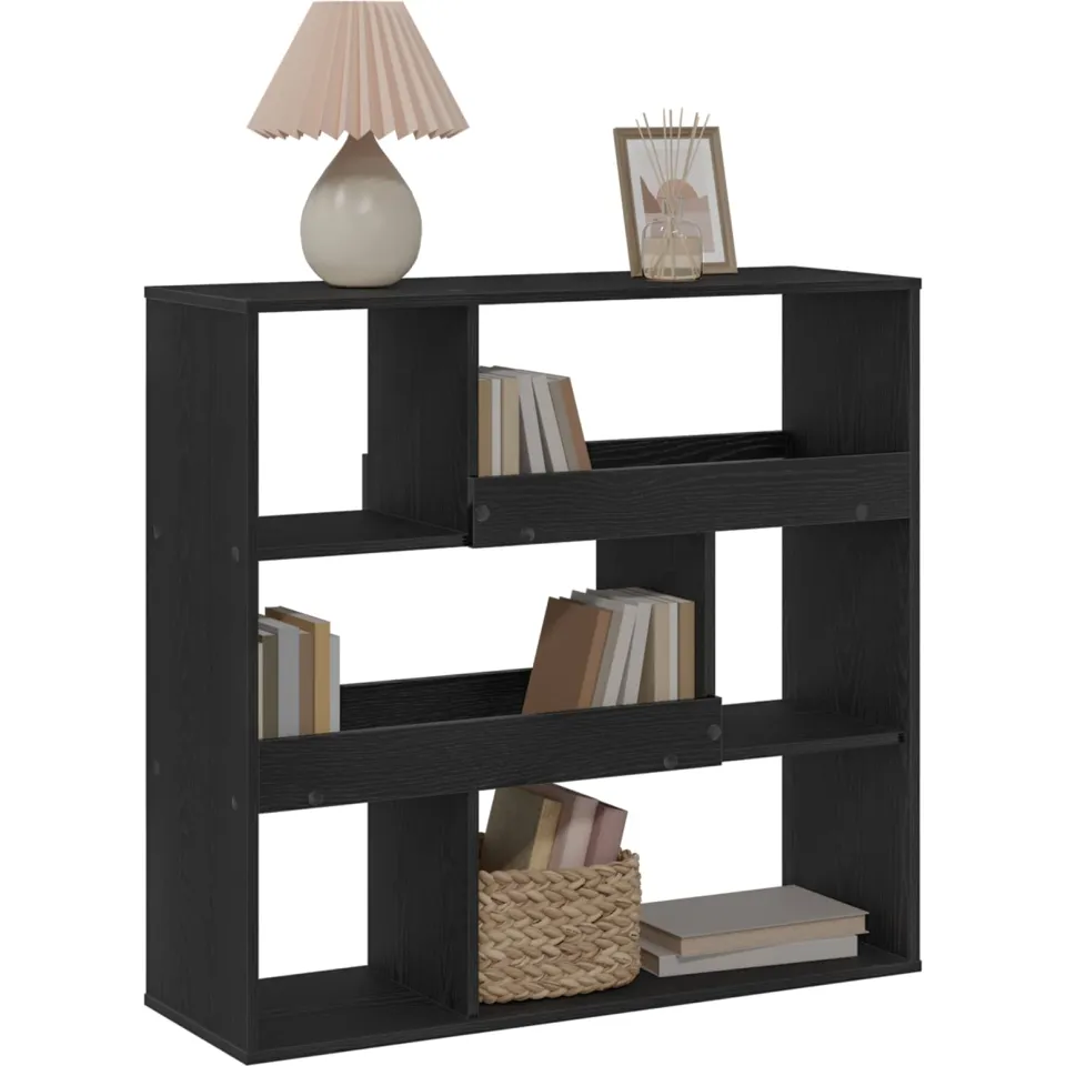 vidaXL Boekenplank 4-laags 100 x 33 x 94,5 cm Bewerkt hout Zwart Eiken, foto 3