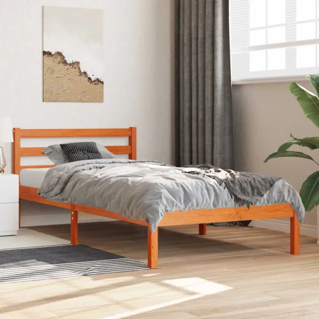 vidaXL Bedframe Wasbruin 90 x 190 cm Solid pine wood, Plywood