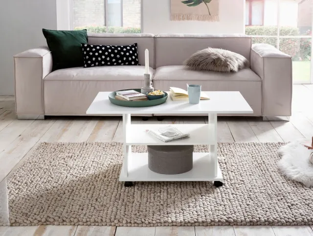 Sky Style Design salontafel WL5.738 95 x 51 x 54,5 cm Wit Draaibaar met wielen | Salontafel Koffietafel | Salontafel Salontafel | Salontafel met opbergruimte bruin