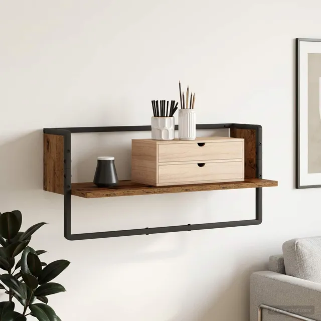vidaXL Wandplank Oud hout 65 x 25 x 30 cm metaal PB Bruin