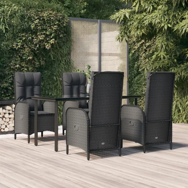 vidaXL 5-delige Tuinset met kussens poly rattan zwart, foto 2
