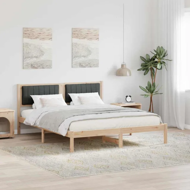 vidaXL Bedframe met Gevoerd Hoofdgedeelte Donkergrijs 150 x 200 cm Bruin