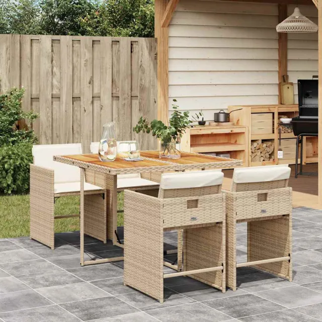 vidaXL 5-delige Tuinset met kussens poly rattan beige, foto 2