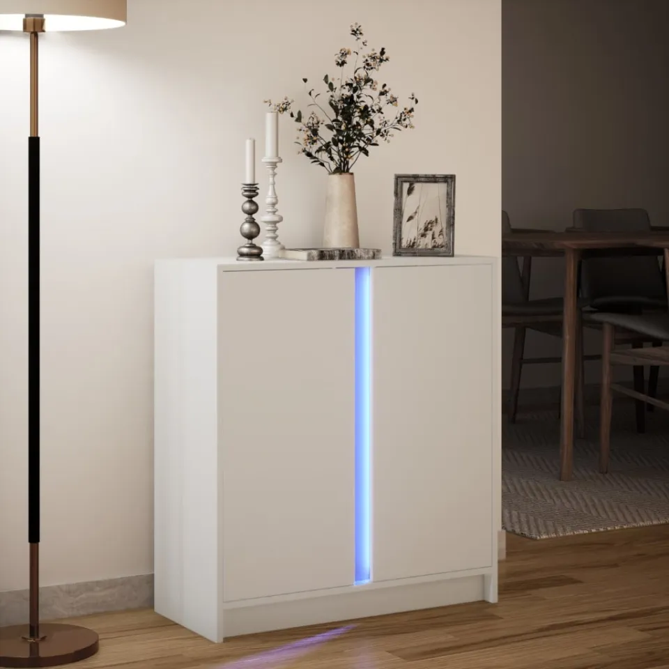 vidaXL Dressoir met LED 77x34x85 cm bewerkt hout wit, foto 4