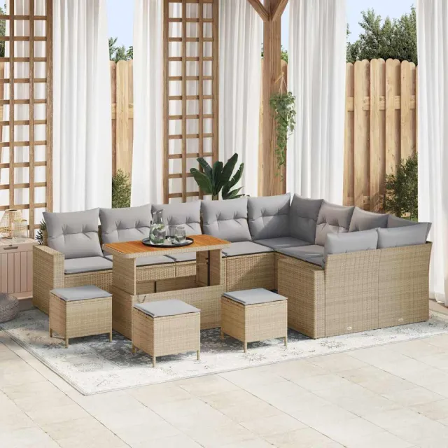 vidaXL Tuinbankenset 13 st Beige poly rattan, foto 2