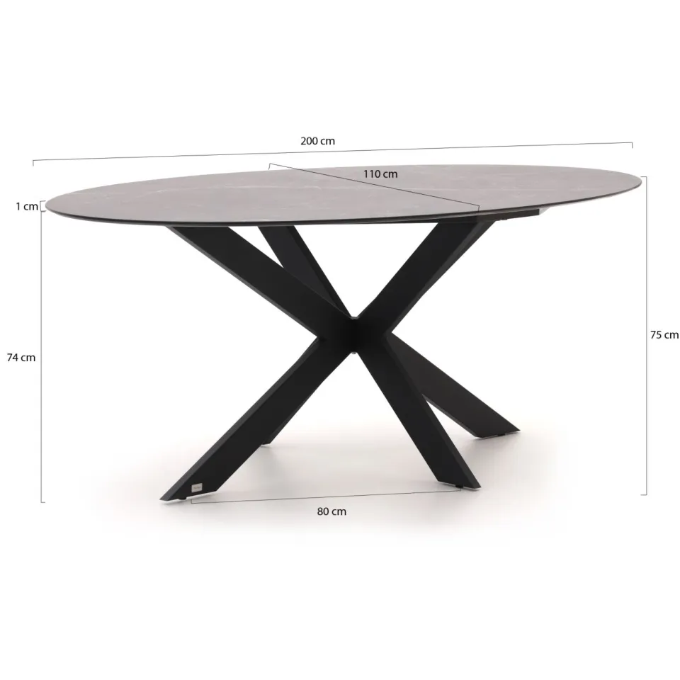 Intenso Furniture Intenso Adriano/Furato ellips 200cm dining tuinset 5-delig grijs, foto 3
