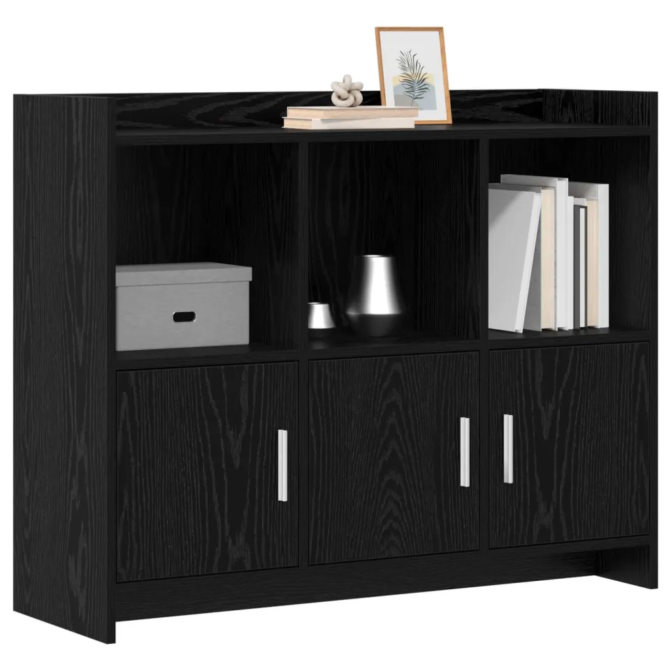 vidaXL Dressoir Zwart eiken 98,5 x 33 x 80 cm Bewerkt hout