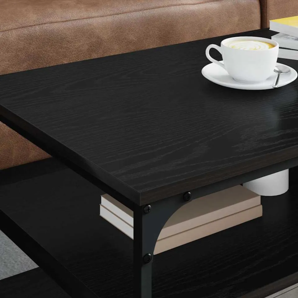 vidaXL Salontafel Zwart Eiken 100 x 50 x 45 cm Bewerkt hout, foto 4