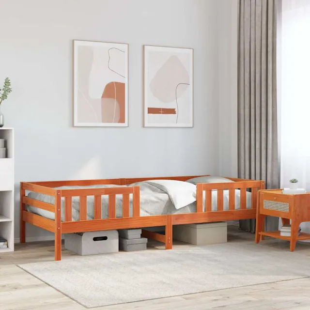 vidaXL Bedframe zonder matras massief grenenhout wasbruin 75x190 cm