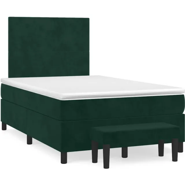vidaXL Boxspring met matras fluweel donkergroen 120x190 cm groen