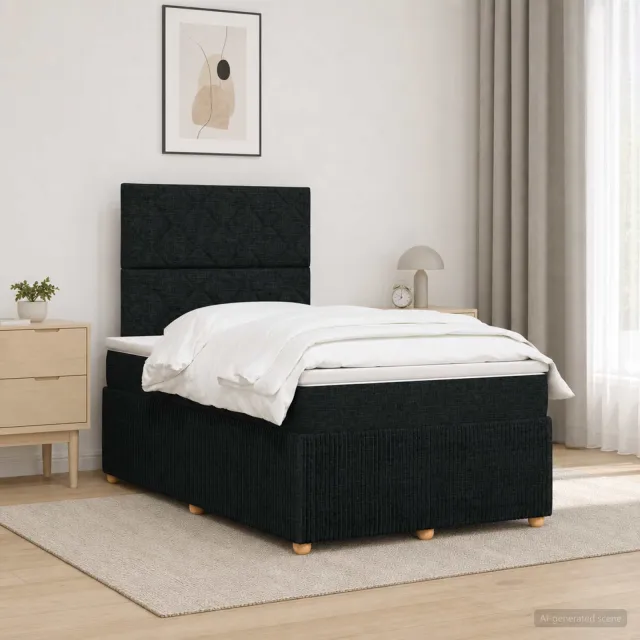 vidaXL Boxspringbed met matras met hoofdeinde Zwart 120 x 190 cm Stof