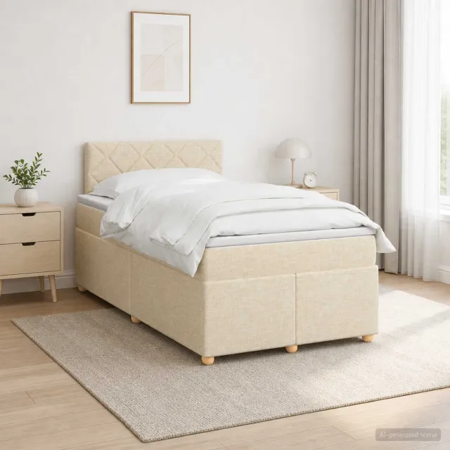 vidaXL Boxspringbed met matras Crèmekleurig 120 x 200 cm Stof